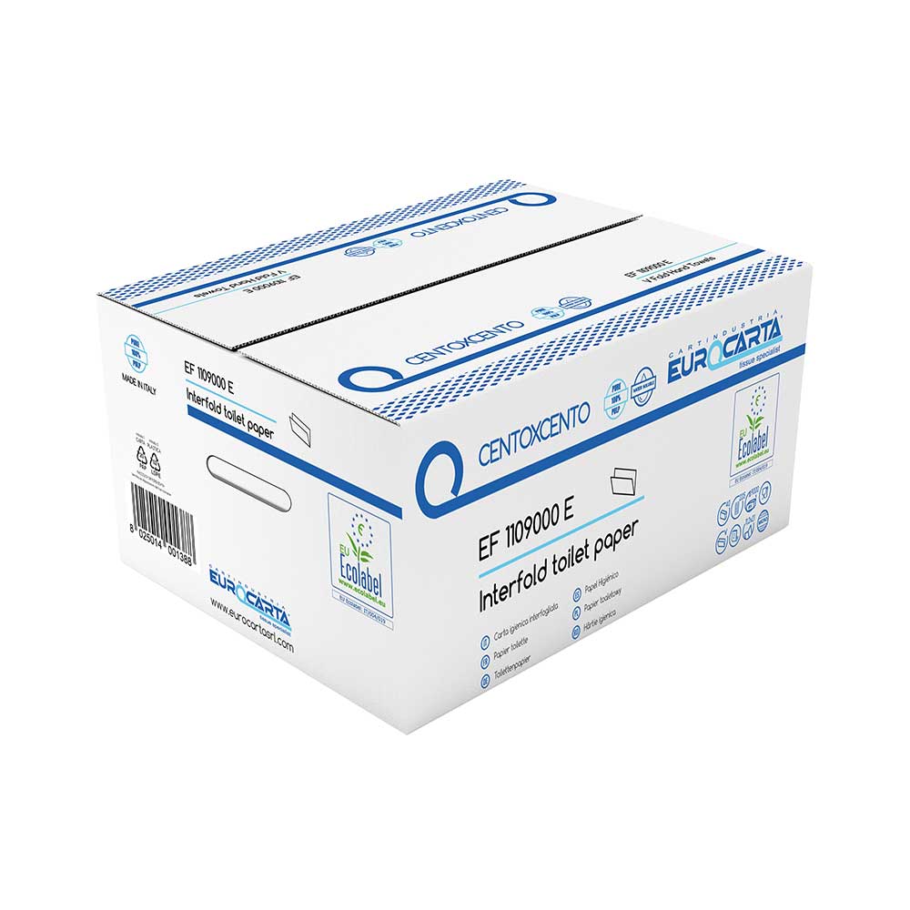 Тоалетна хартия на пачка 11,2 х 21 см, 40 х 225 къса,  произведено в Италия