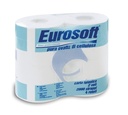 Тоалетна хартия, Eurosoft, 4 бр. х 195гр. в опаковка , 500 къса / 55 м. на ролка,  произведено в Италия