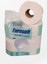 Тоалетна хартия, Eurosoft, 4 бр. х 195гр. в опаковка , 500 къса / 55 м. на ролка,  произведено в Италия