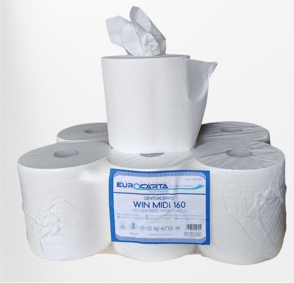 Кухненска ролка 100% целулоза, двупластова, 160 м., 454 къса, 6 бр. х 1,150 кг. в опаковка,  произведено в Италия