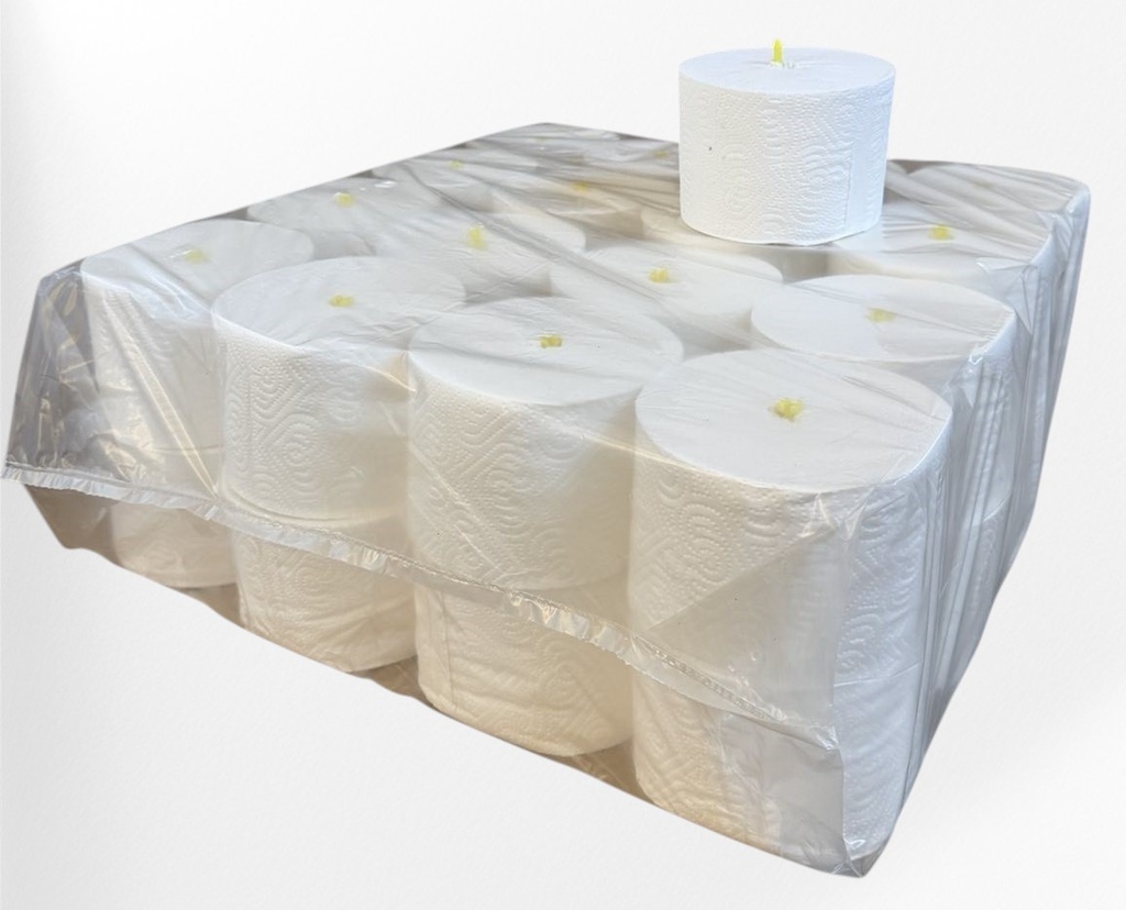 Тоалетна хартия с пластмасова шпула 100% целулоза, перфорирана, трипластова - 260 гр., произведено в България