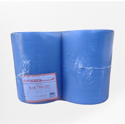 [C453A37.43G] ИНДУСТРИАЛНА РОЛКА  3 пласта, 37Х37 см,  203.5 м,  550 къса, 100 % СИНЯ целулоза, произведено в Италия