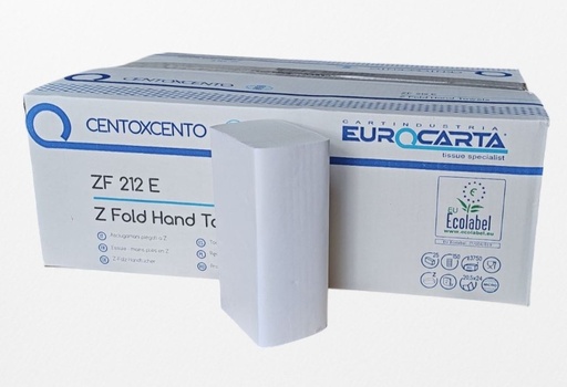 [ZF212E] Хартиени кърпи за ръце - Z сгъвка, 25 x 150 къса, двупластови 20,5 х 24 - 100% целулоза,  произведено в Италия