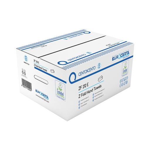 [ZF222E] Хартиени кърпи за ръце - Z сгъвка, 25 x 150 къса, двупластови 24 х 24 - 100% целулоза,