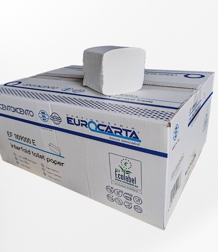 [EF1109000E] Тоалетна хартия на пачка 11,2 х 21 см, 40 х 225 къса, двупластова - 100% целулоза, водоразтворима - произведено в Италия