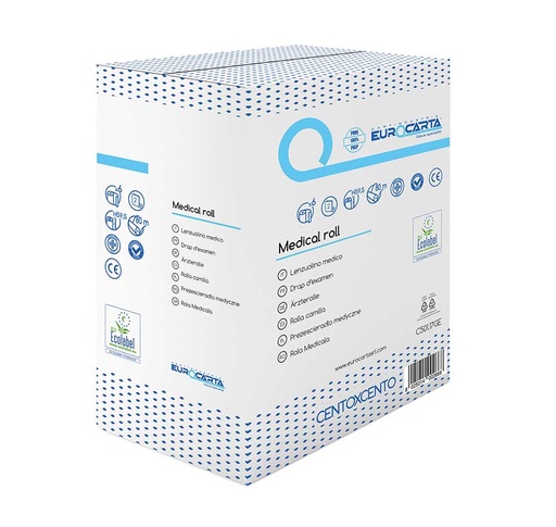 [C501.17GE] Медицинска ролка, покривало за кушетка 100% целулоза, двупластова, 80 м., 222 къса, 6 бр. в опаковка