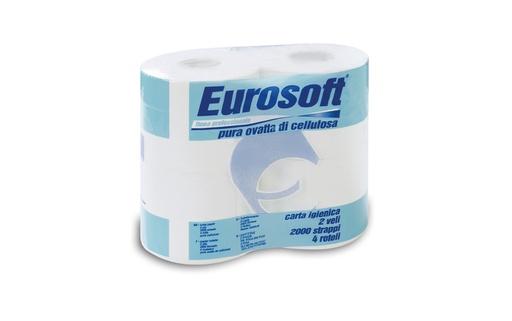 [0110.04E40] Тоалетна хартия, Eurosoft, 4 бр в стек, 500 къса / 52 м. на ролка
